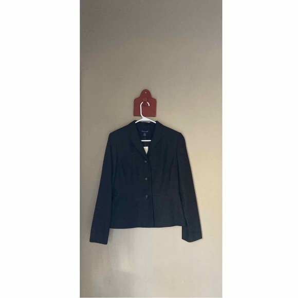 Ann Taylor Dark 100% Wool Grey Blazer 8 NWT - Picture 2 of 7